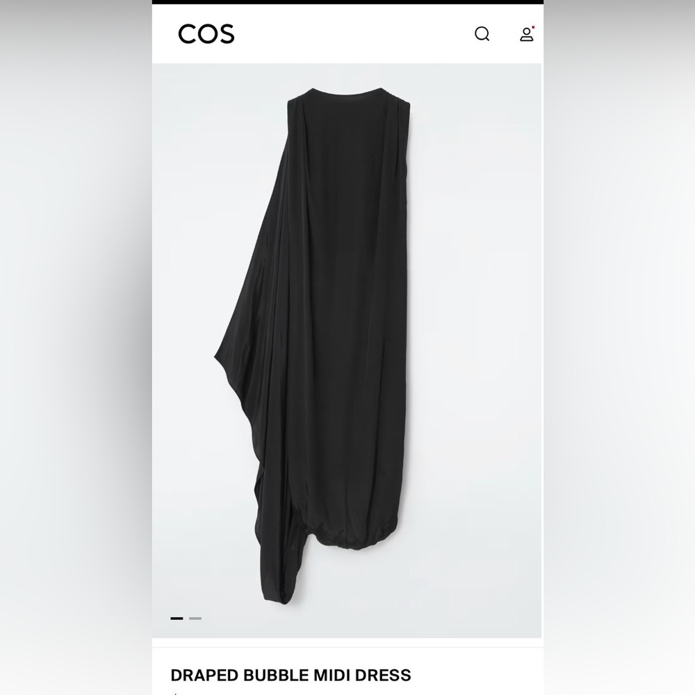 COS Draped Bubble Black Midi Dress